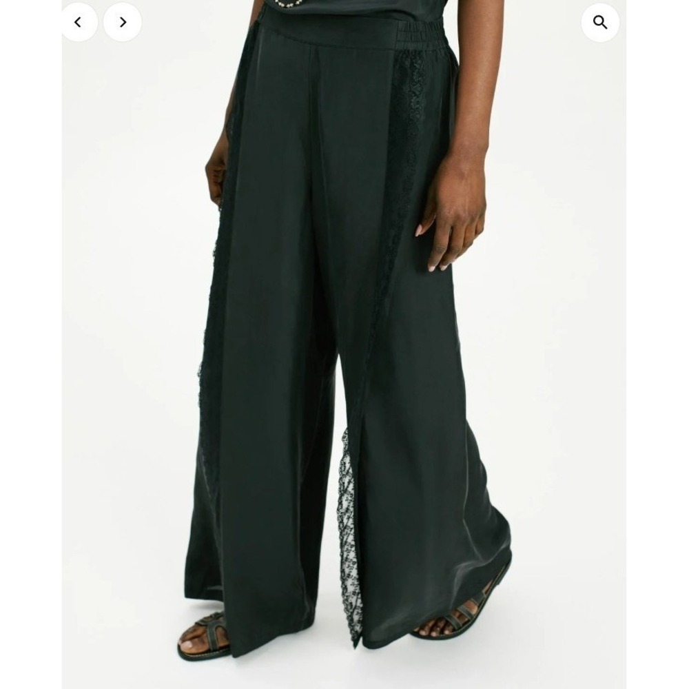 Momoni Lace Wide Leg Silk Pants Black Italian 42 (4-6)